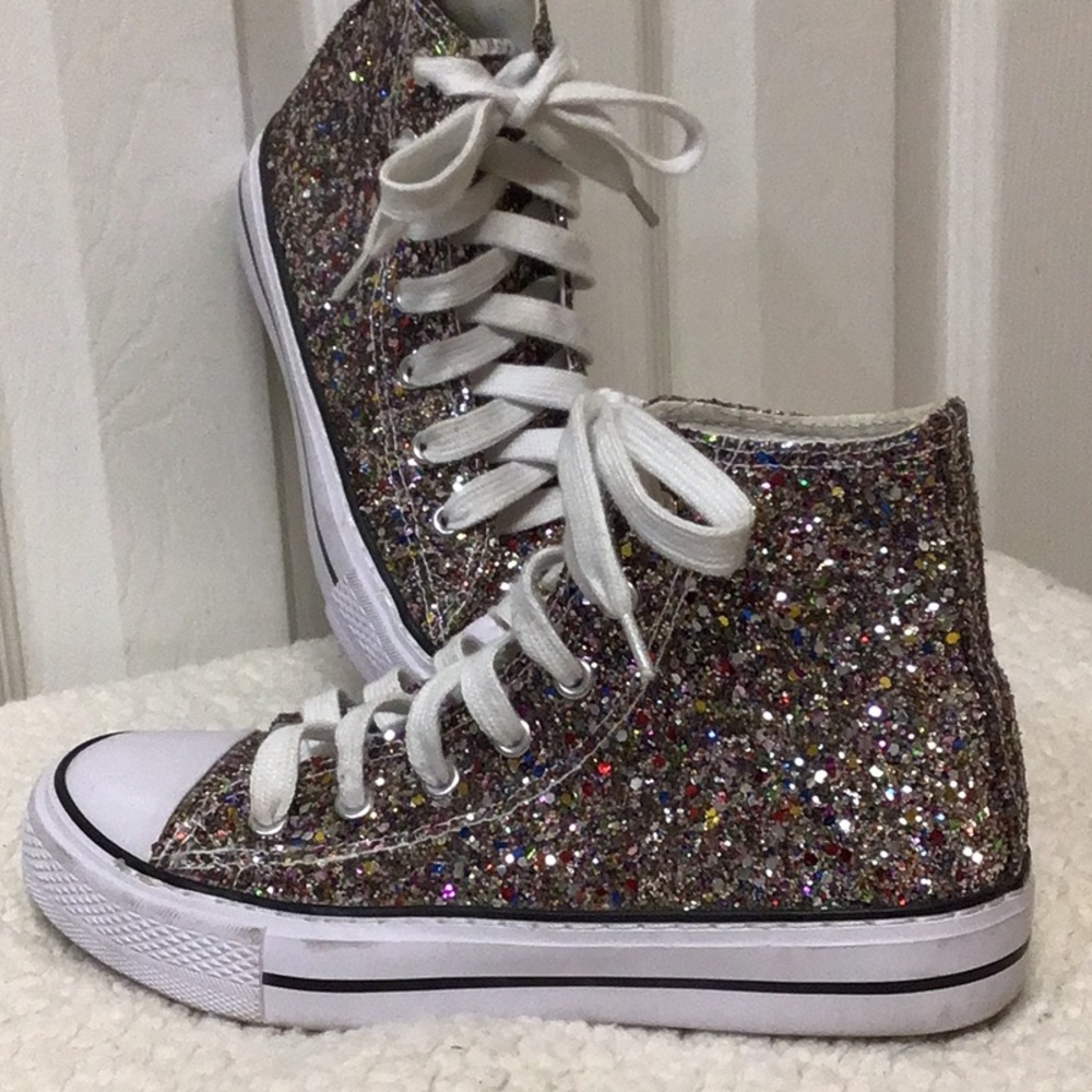 DOUBLE PLATINUM GLITTER HIGHTOPS 7.5